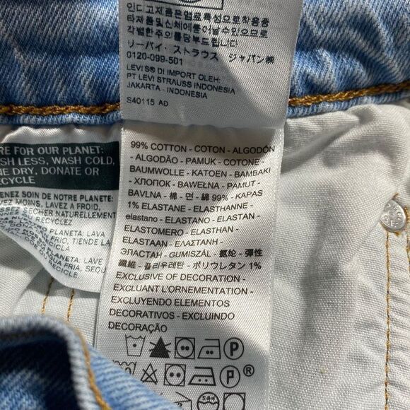 LEVIS 501 Original Sport Stripe Cropped High-Rise Straight Logo Leg Jeans 32/26 - Picture 15 of 16